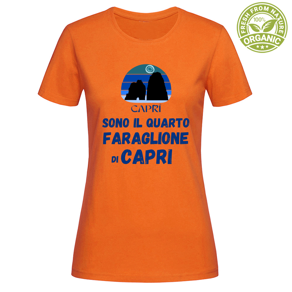 T-Shirt Woman Organic SONO IL QUARTO FARAGLIONE DI CAPRI SCRITTA BLUE
