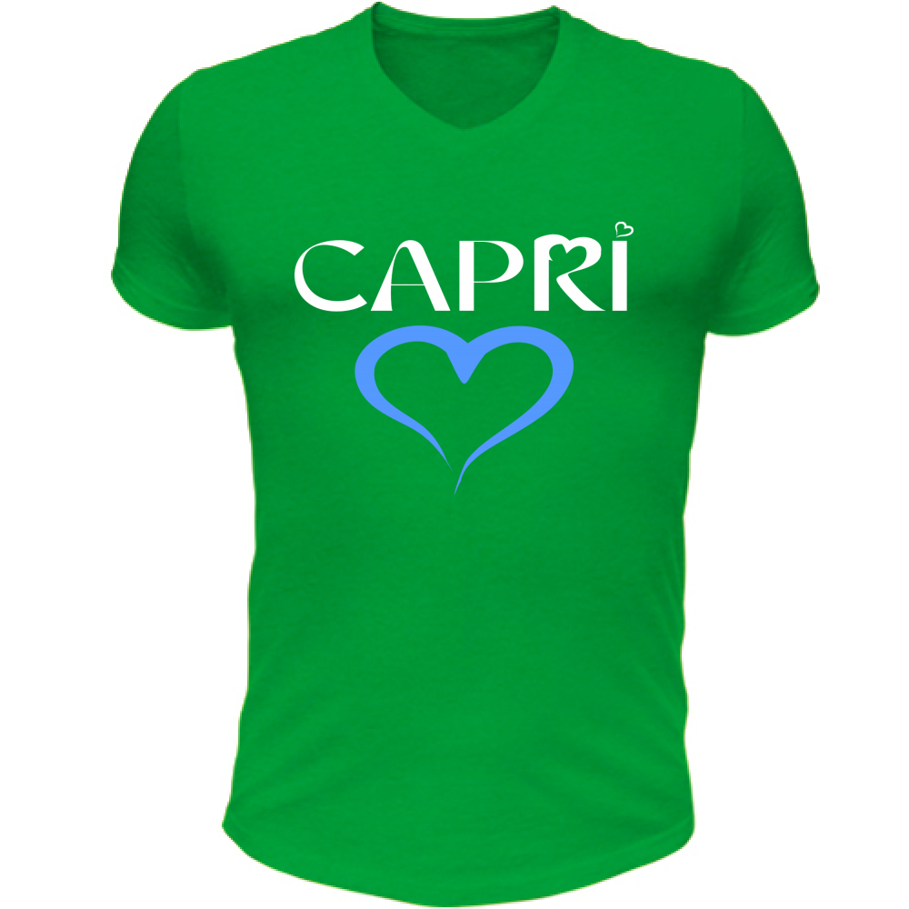 T-Shirt Unisex Scollo V CAPRI CUORE AZZURRO