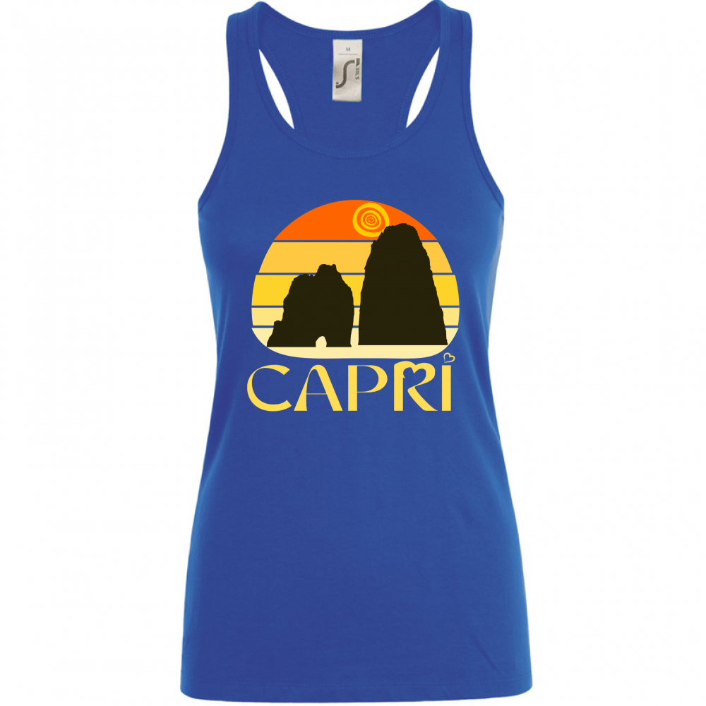Canotta Donna CAPRI TRAMONTO VINTAGE SCRITTA GIALLO