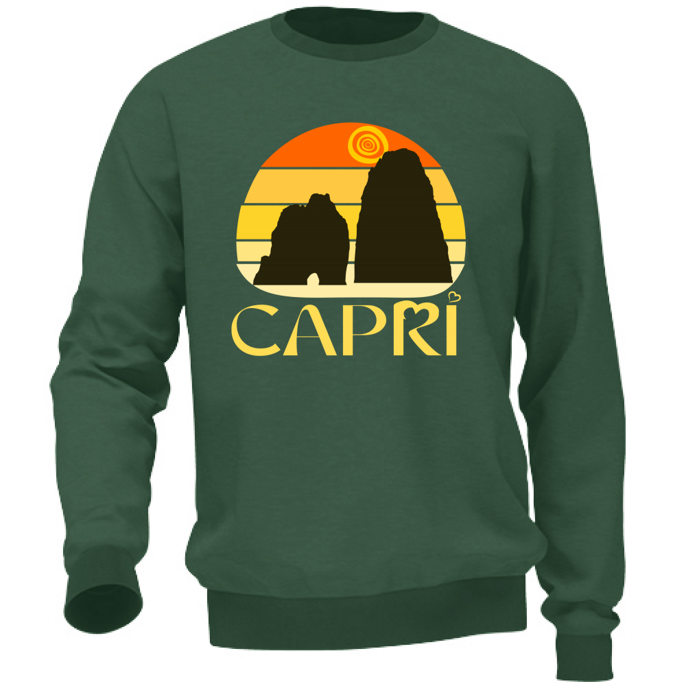 Felpa Unisex CAPRI TRAMONTO VINTAGE SCRITTA GIALLO
