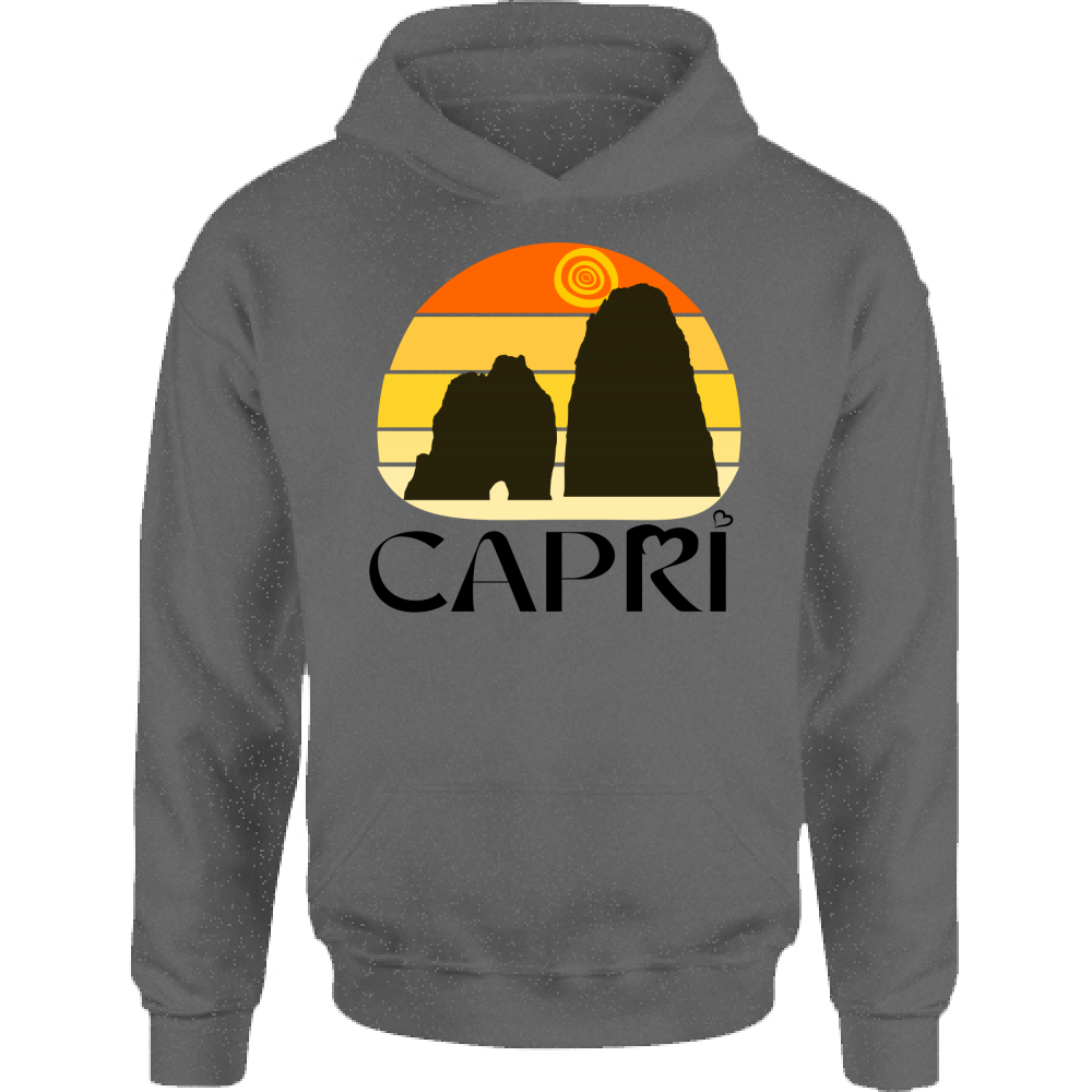 Felpa Bambino con Cappuccio CAPRI TRAMONTO VINTAGE SCRITTA NERA