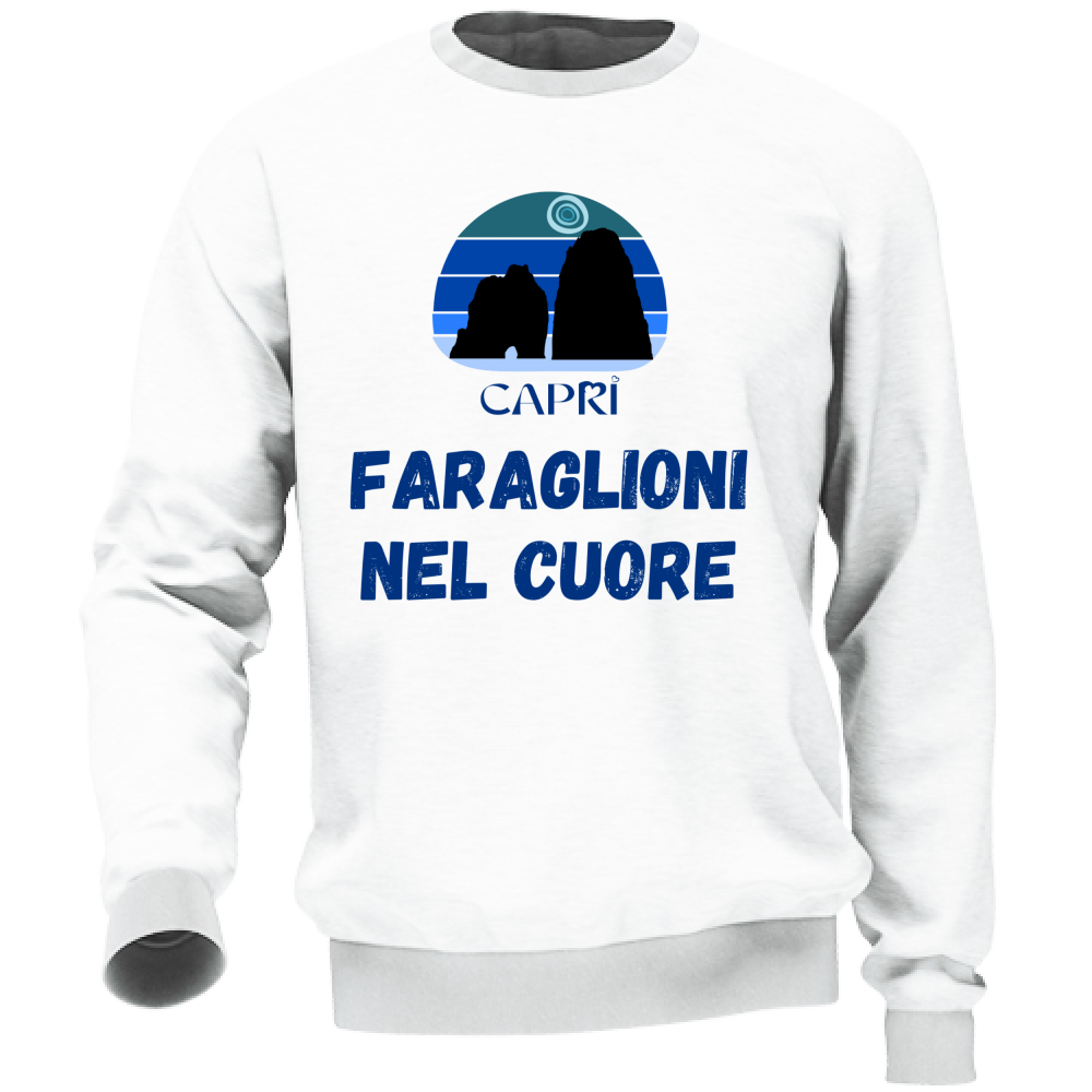 Felpa Unisex FARAGLIONI DI CAPRI NEL CUORE SCRITTA BLUE