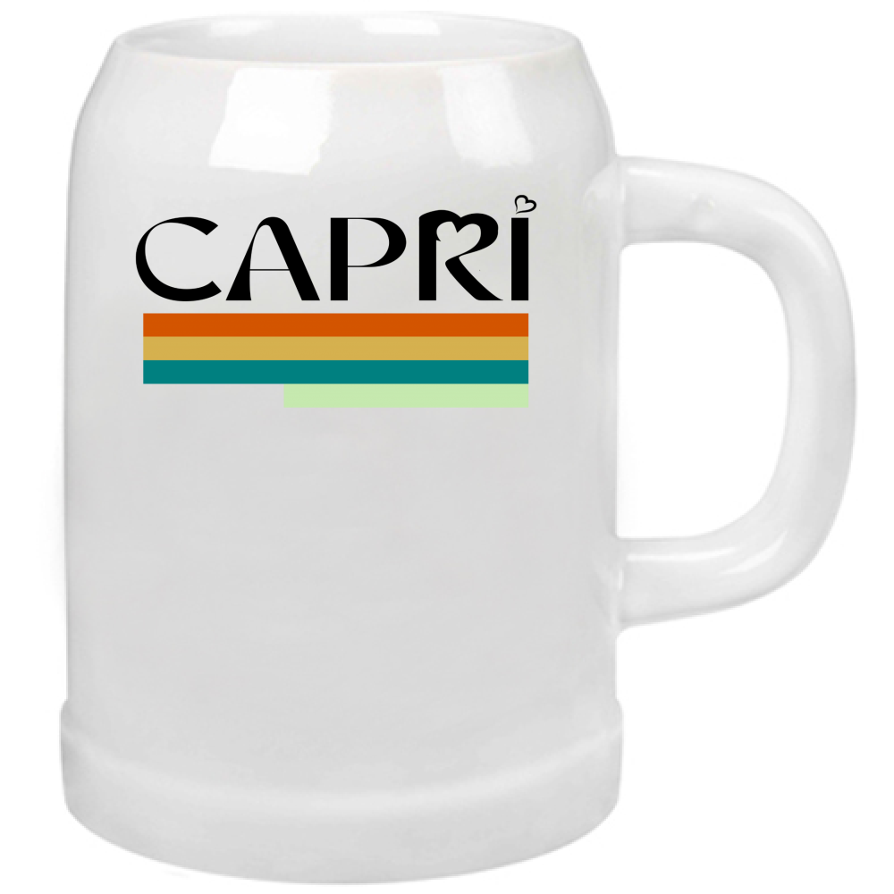 CAPRI TECHNICOLOR BLACK WRITING Beer Mug