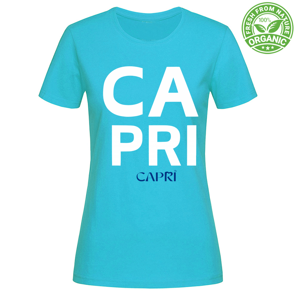 T-Shirt Woman Organic CAPRI DESIGN SCRITTA BIANCA