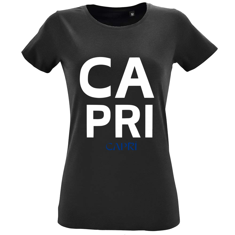T-Shirt Women Fit CAPRI DESIGN SCRITTA BIANCA