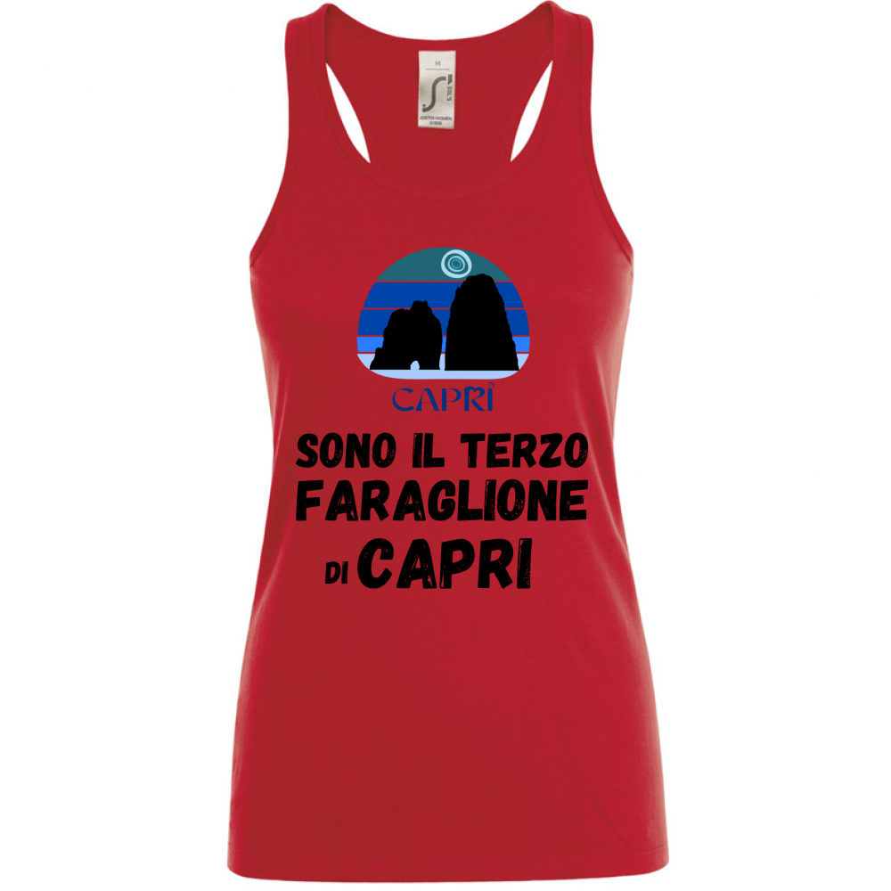 Canotta Donna SONO IL TERZO FARAGLIONE DI CAPRI SCRITTA NERA