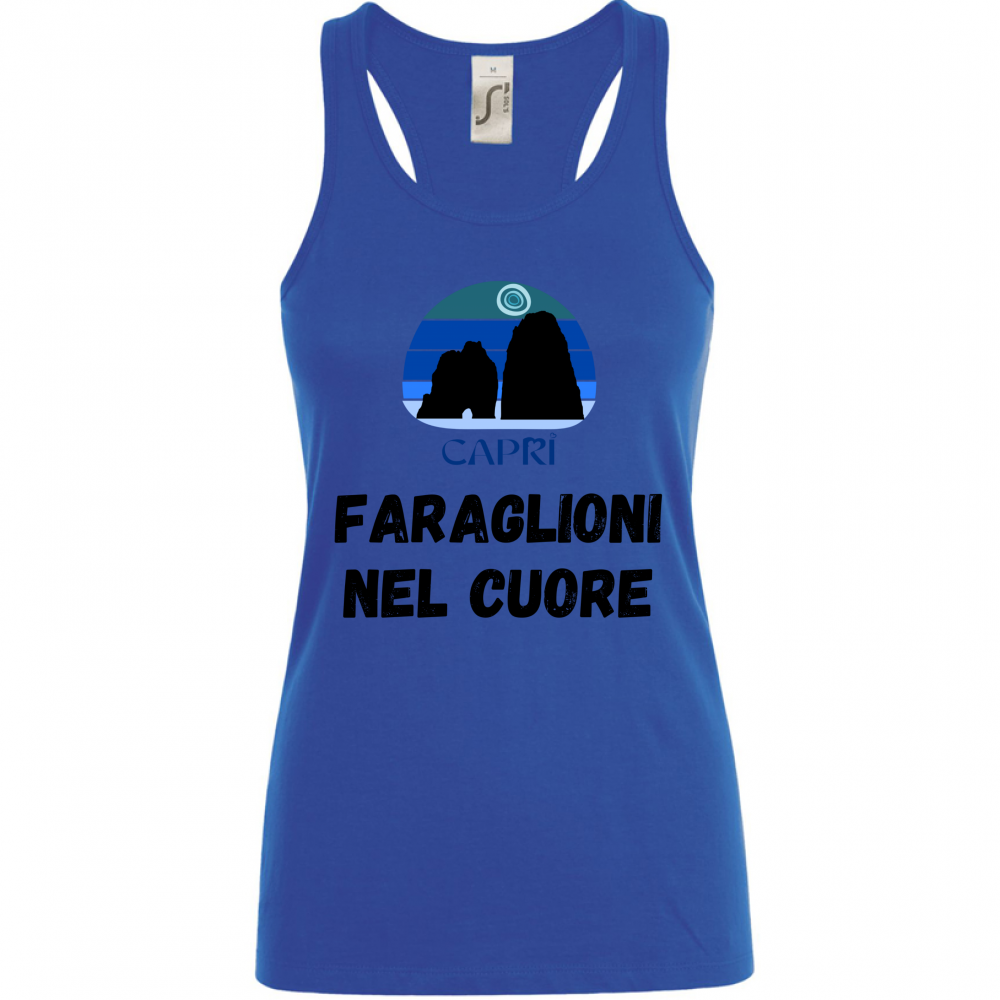 Canotta Donna FARAGLIONI DI CAPRI NEL CUORE SCRITTA NERA