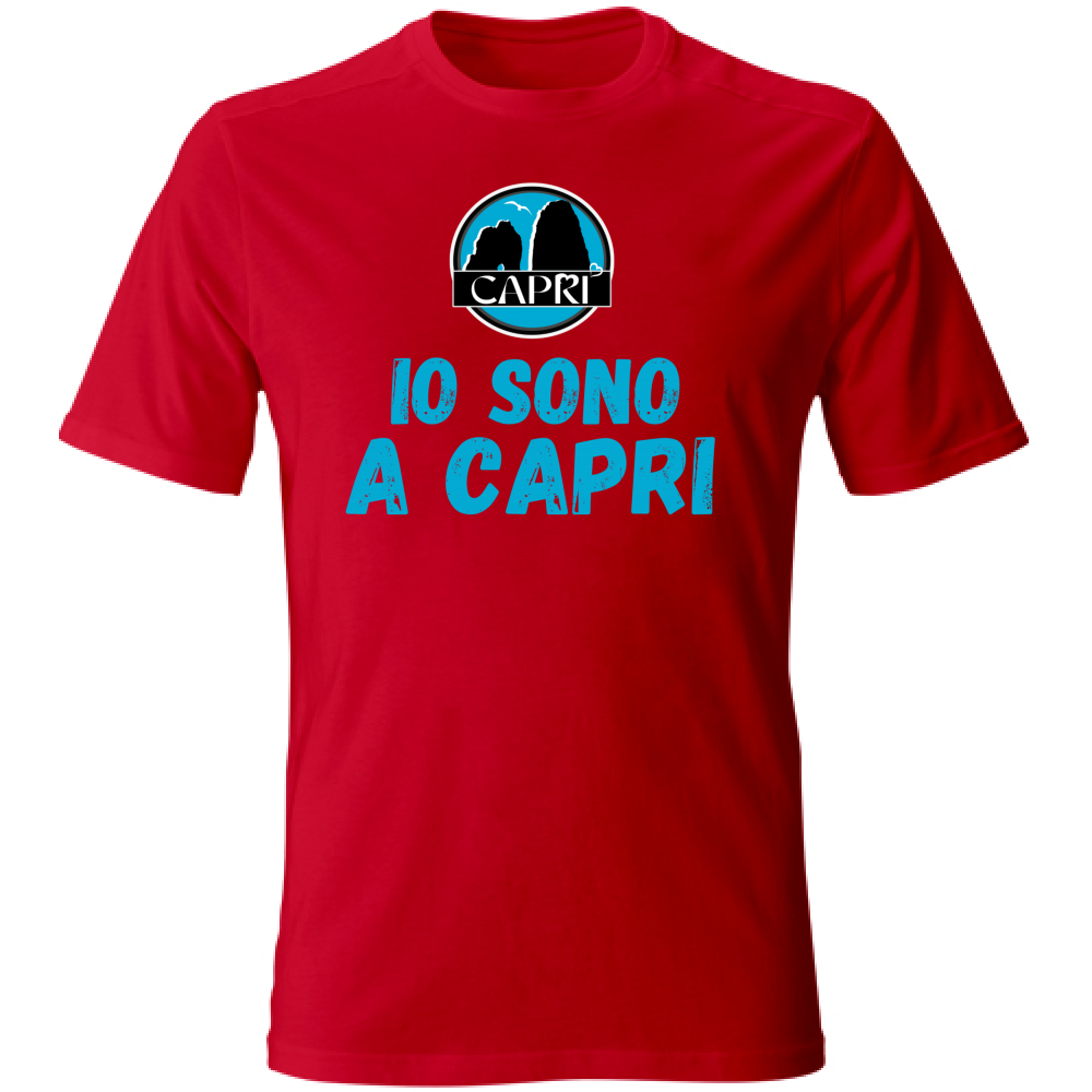 T-Shirt Unisex Large IO SONO A CAPRI SCRITTA AZZURRA