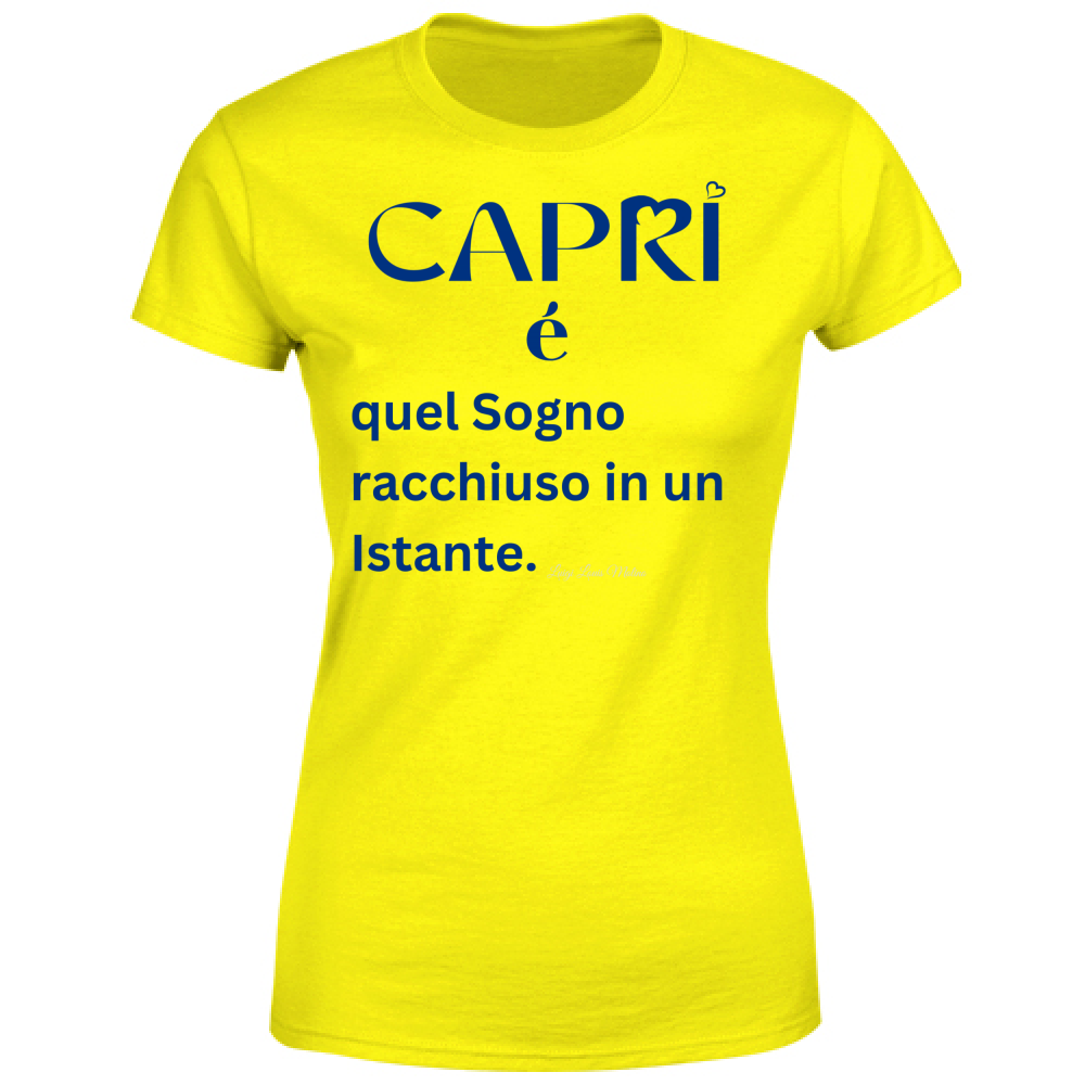 T-Shirt Donna Capri Sogno racchiuso in un istante scritta Blue