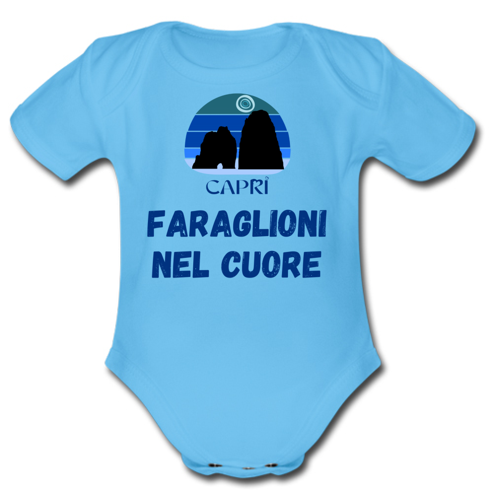 Body Bambino FARAGLIONI DI CAPRI NEL CUORE SCRITTA BLUE