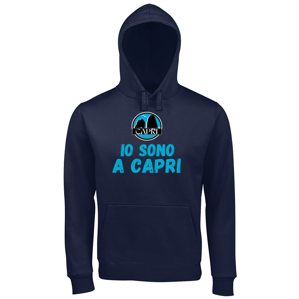 Hoodie Premium Men IO SONO A CAPRI SCRITTA AZZURRA