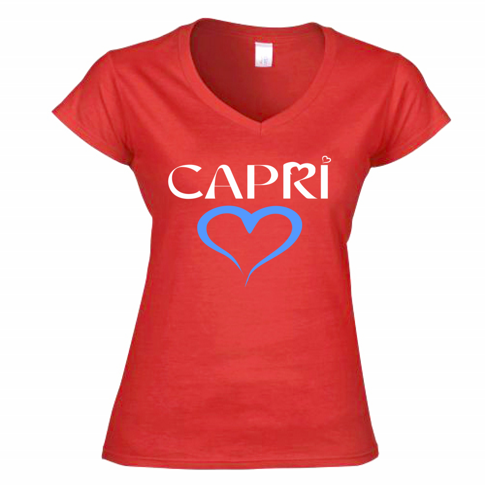 T-Shirt Donna Scollo V CAPRI CUORE AZZURRO