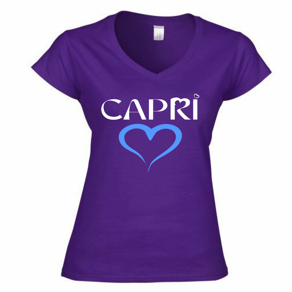 T-Shirt Donna Scollo V CAPRI CUORE AZZURRO