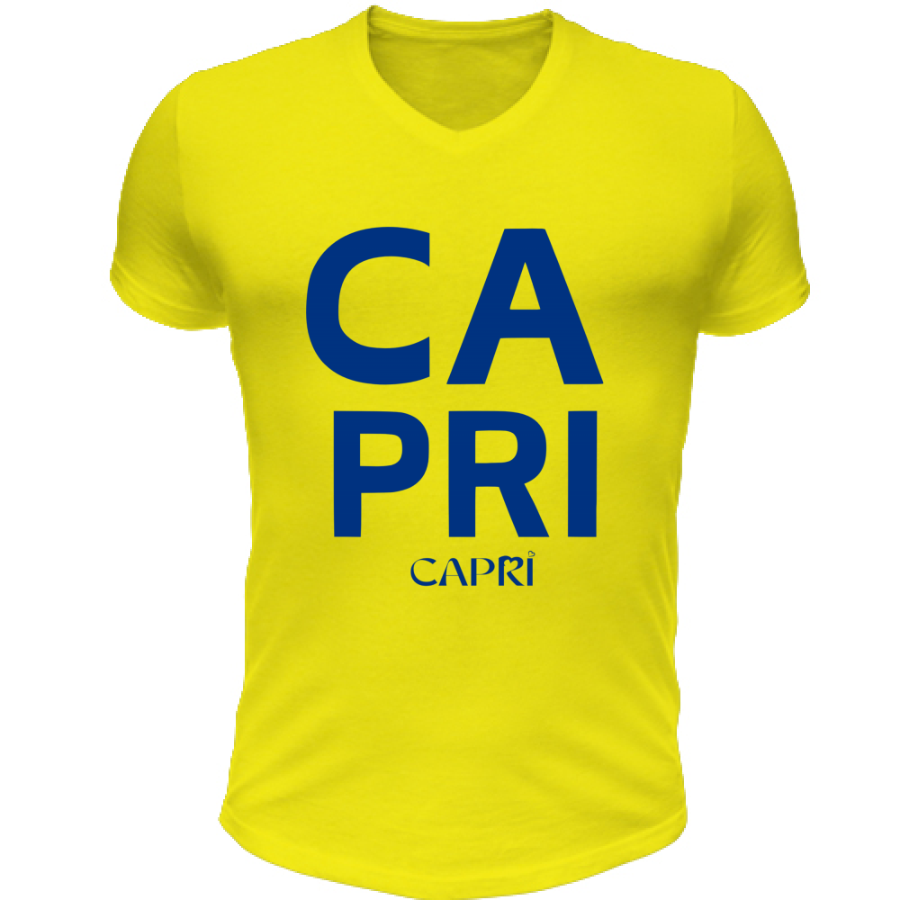 T-Shirt Unisex Scollo V CAPRI DESIGN SCRITTA BLUE