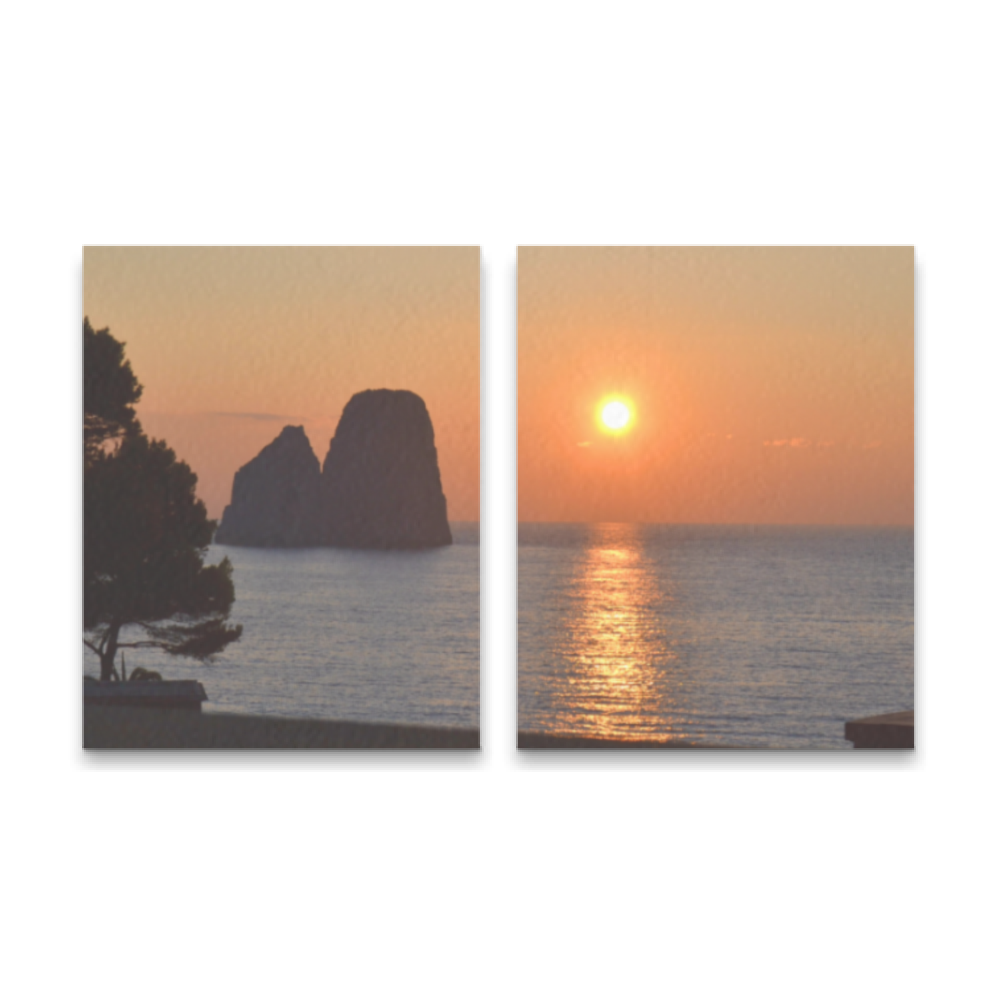 Canvas 2 Pannelli Telaio Capri Faraglioni incantati