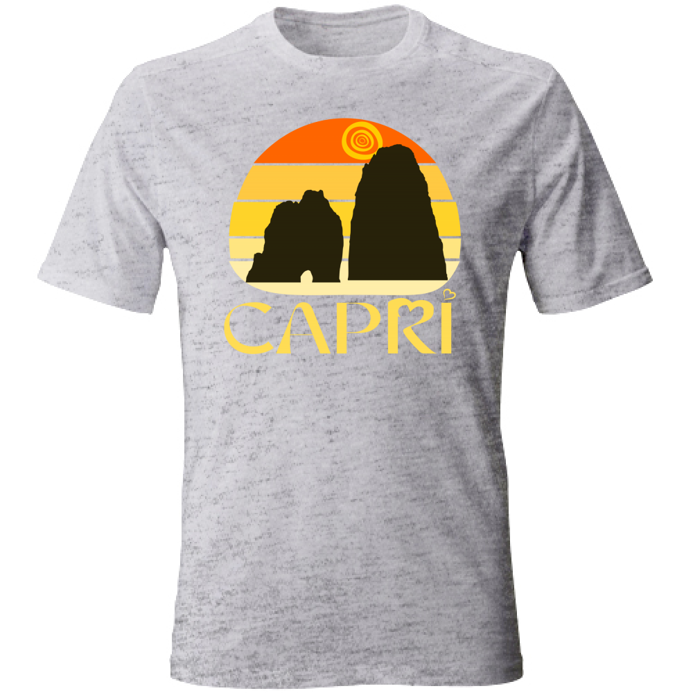 T-Shirt Unisex CAPRI TRAMONTO VINTAGE SCRITTA GIALLO
