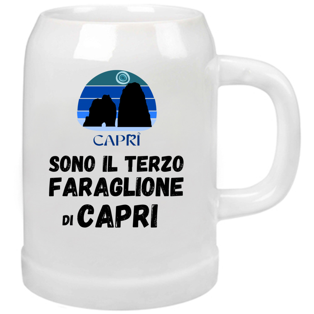 Beer Mug I AM THE THIRD FARAGLIONE OF CAPRI BLACK WRITING