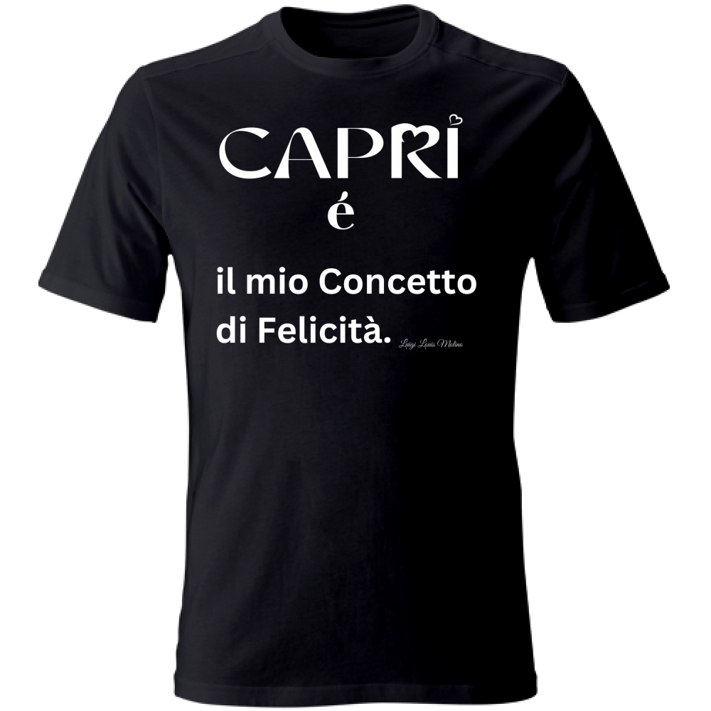 T-Shirt Bambino Capri é il mio concetto di Felicità scritta Bian