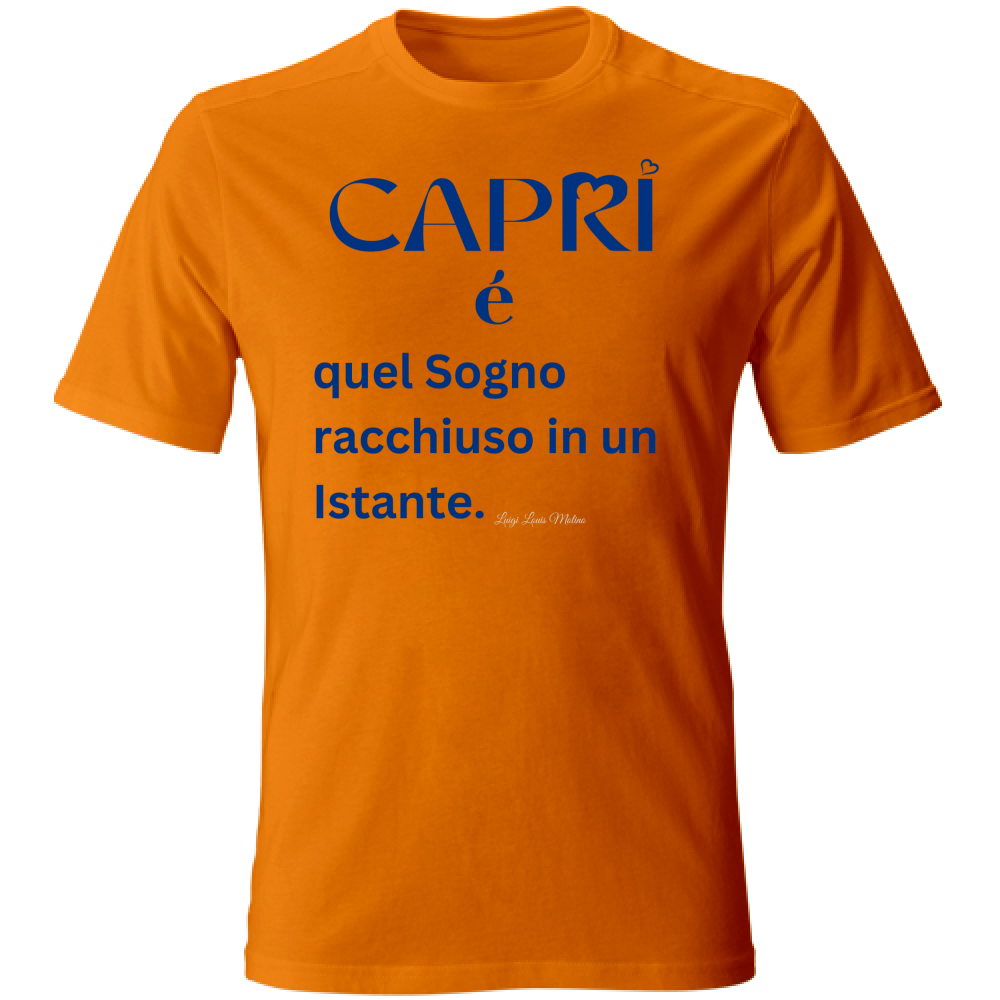 T-Shirt Unisex Capri Sogno racchiuso in un istante scritta Blue