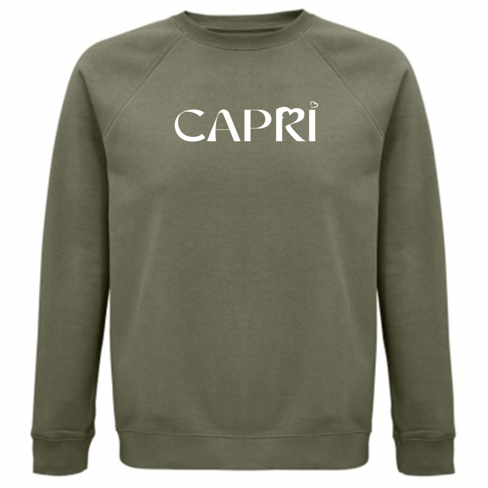Unisex Organic Sweatshirt CAPRI MINIMAL WHITE WRITING
