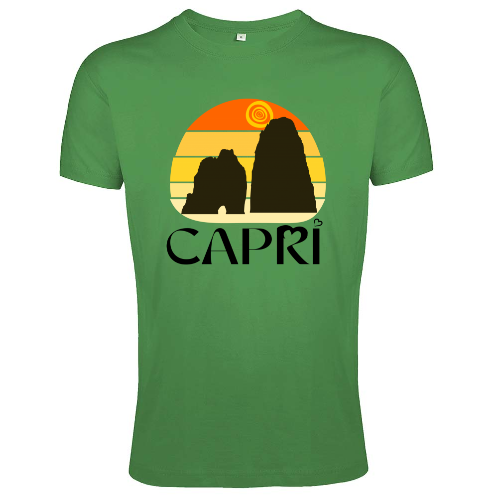 T-Shirt Men Fit CAPRI SUNSET VINTAGE BLACK WRITING