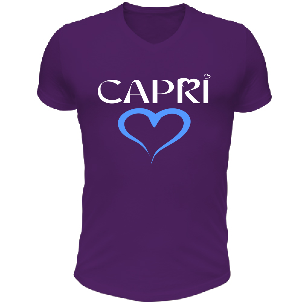 T-Shirt Unisex Scollo V CAPRI CUORE AZZURRO