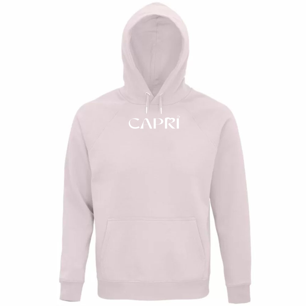 Unisex Organic Hoodie CAPRI MINIMAL WHITE WRITING