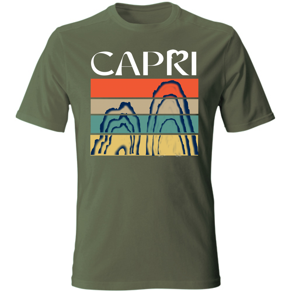 T-Shirt Unisex CAPRI PORZIONI FARAGLIONI SCRITTA BIANCA