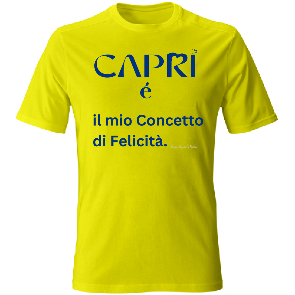 T-Shirt Bambino Capri é il mio concetto di Felicità scritta Blue