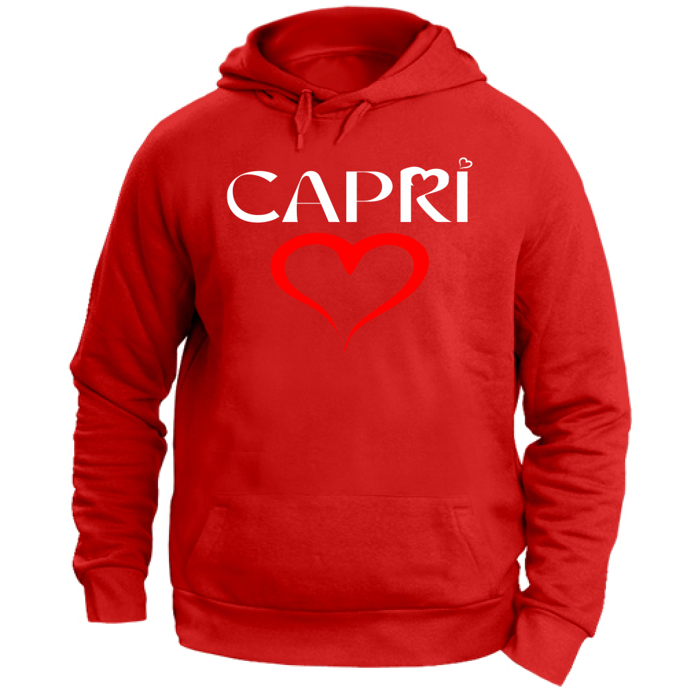 Felpa Unisex con Cappuccio CUORE CAPRI ROSSO