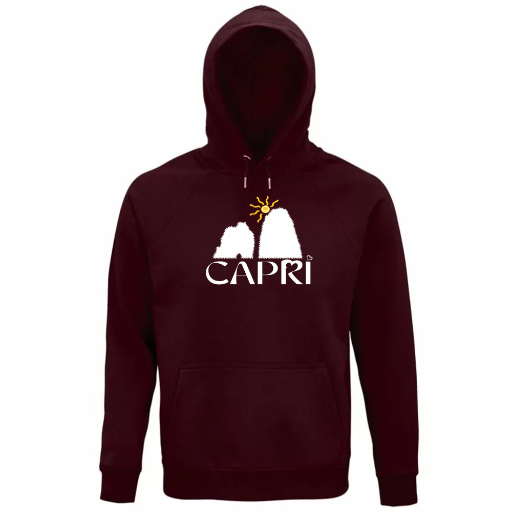 Felpa Organica Unisex Cappuccio CAPRI HAPPY FARAGLIONI WHITE