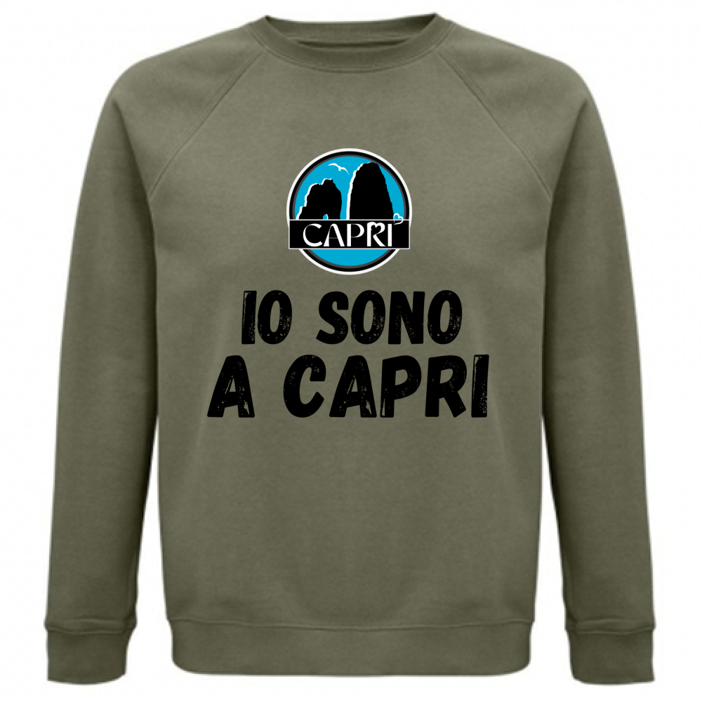 Felpa Unisex Organica IO SONO A CAPRI SCRITTA NERA