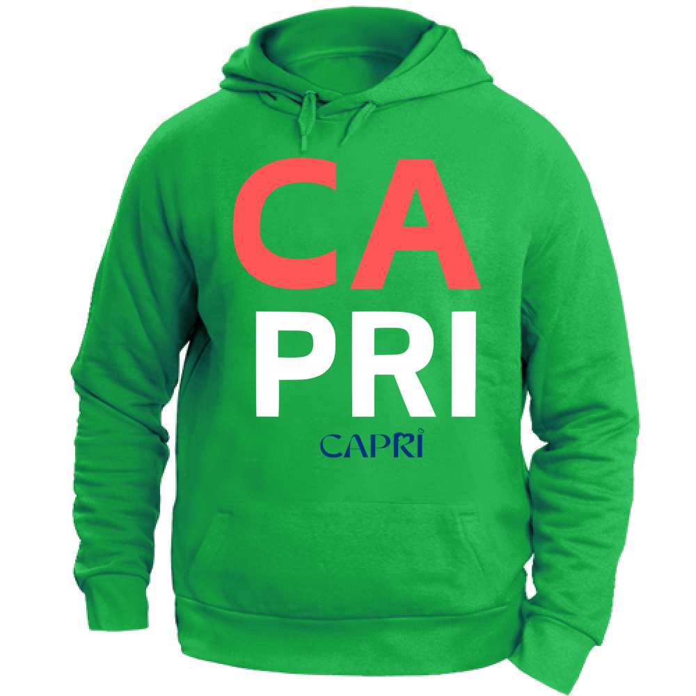 Felpa Unisex con Cappuccio CAPRI DESIGN SCRITTA ROSSA