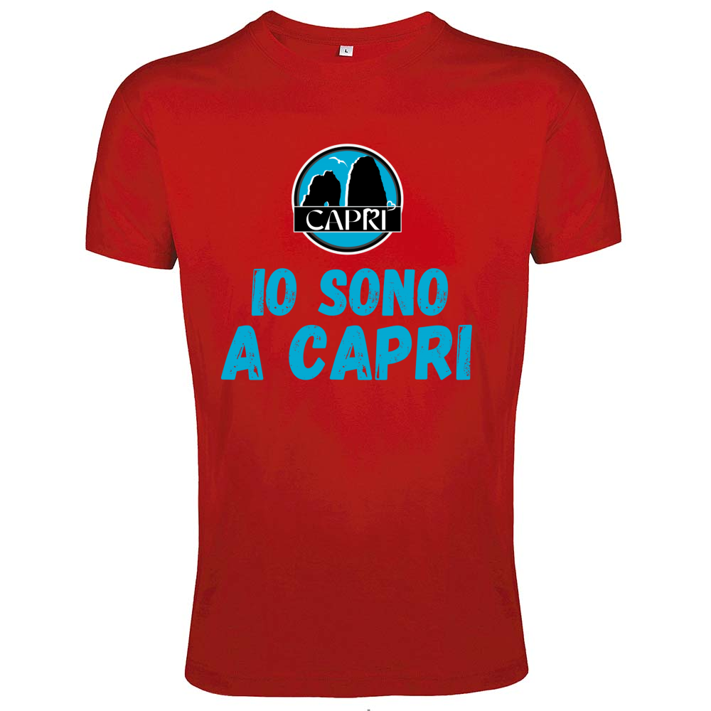 T-Shirt Men Fit IO SONO A CAPRI SCRITTA AZZURRA