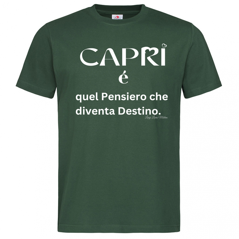 T-Shirt Men Premium Capri quel Pensiero che diventa Destino scritta bi