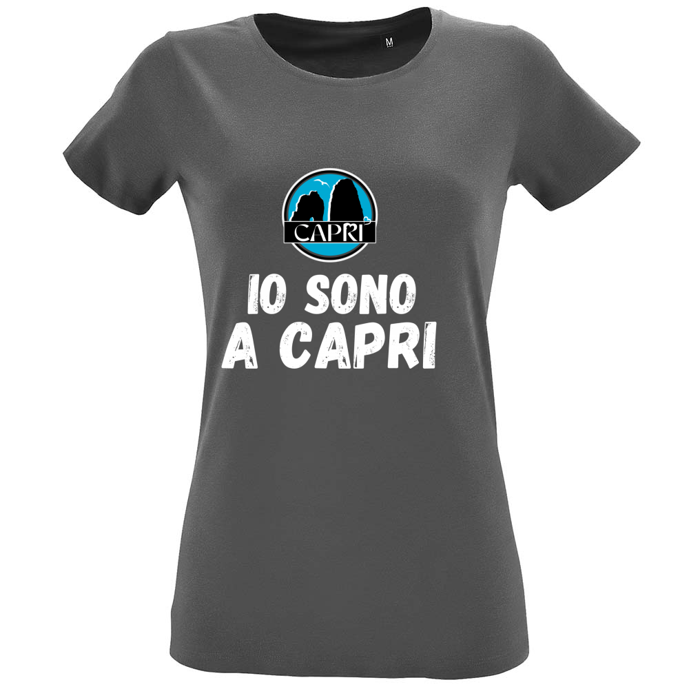 T-Shirt Women Fit IO SONO A CAPRI SCRITTA BIANCA