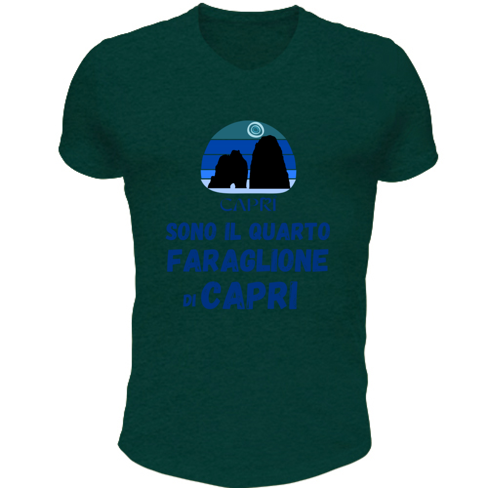 T-Shirt Unisex Scollo V SONO IL QUARTO FARAGLIONE DI CAPRI SCRITTA BLUE
