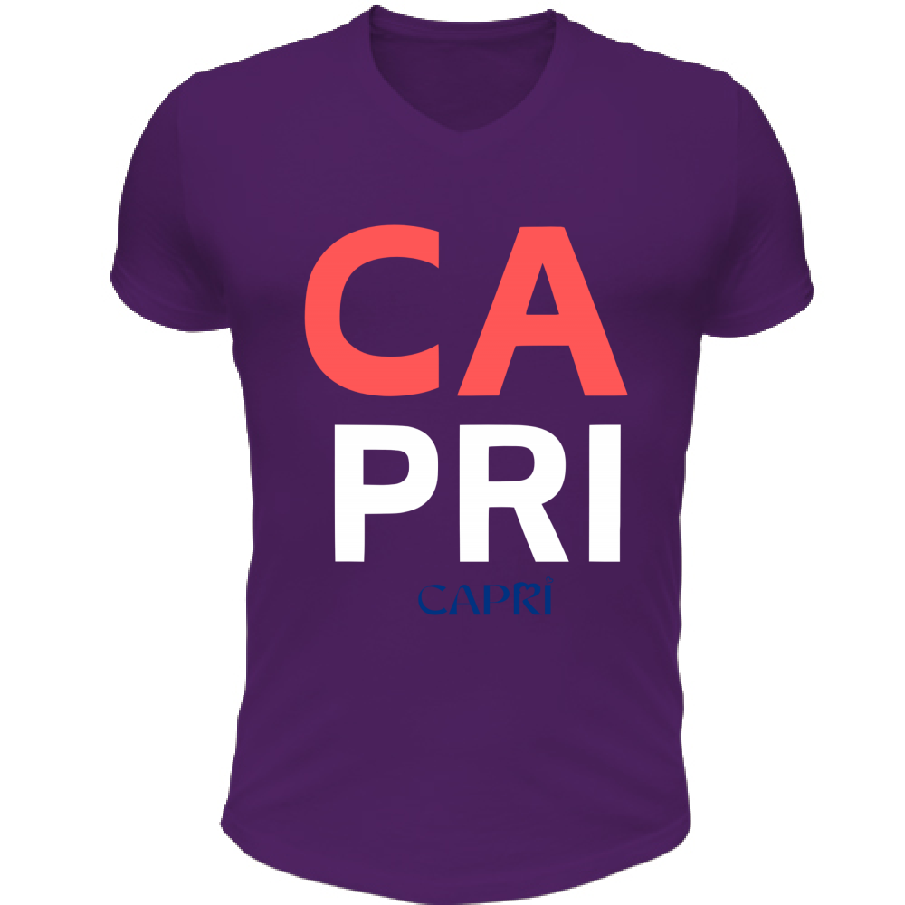 T-Shirt Unisex Scollo V CAPRI DESIGN SCRITTA ROSSA