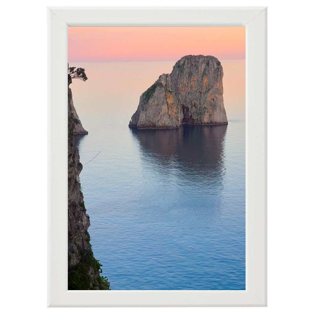 Poster con Cornice 40x60 Capri Faraglione in Rosa