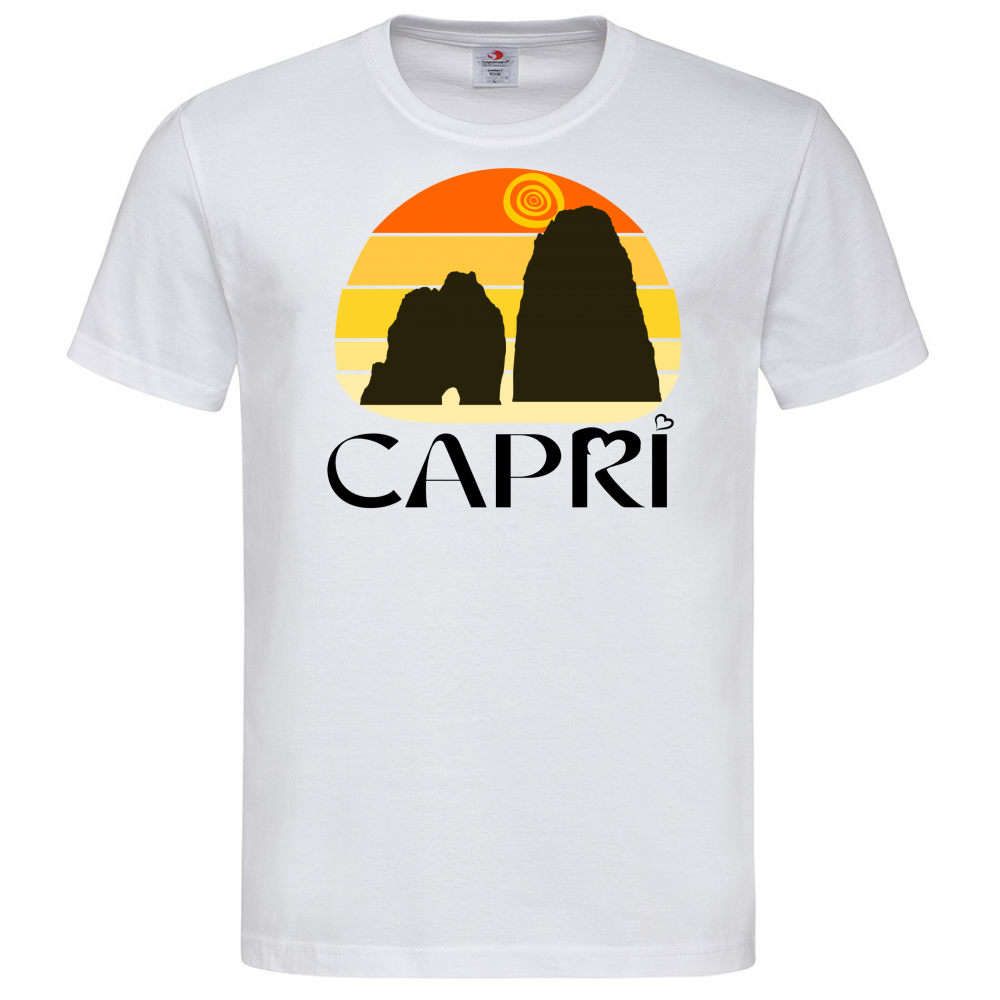 T-Shirt Men Premium CAPRI TRAMONTO VINTAGE SCRITTA NERA