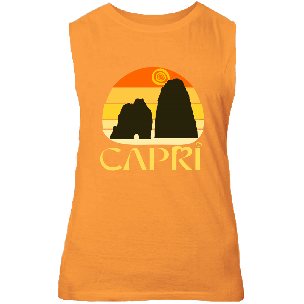 Canotta Unisex CAPRI TRAMONTO VINTAGE SCRITTA GIALLO