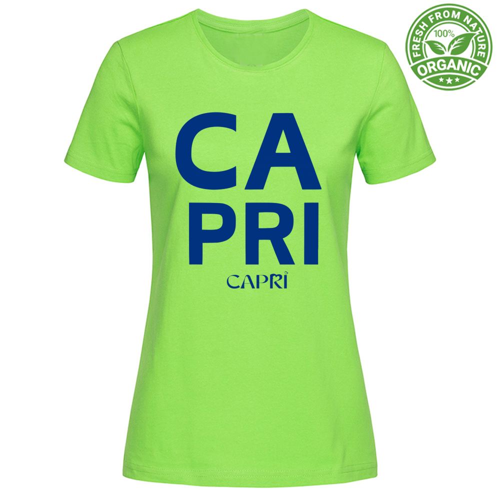 T-Shirt Woman Organic CAPRI DESIGN SCRITTA BLUE