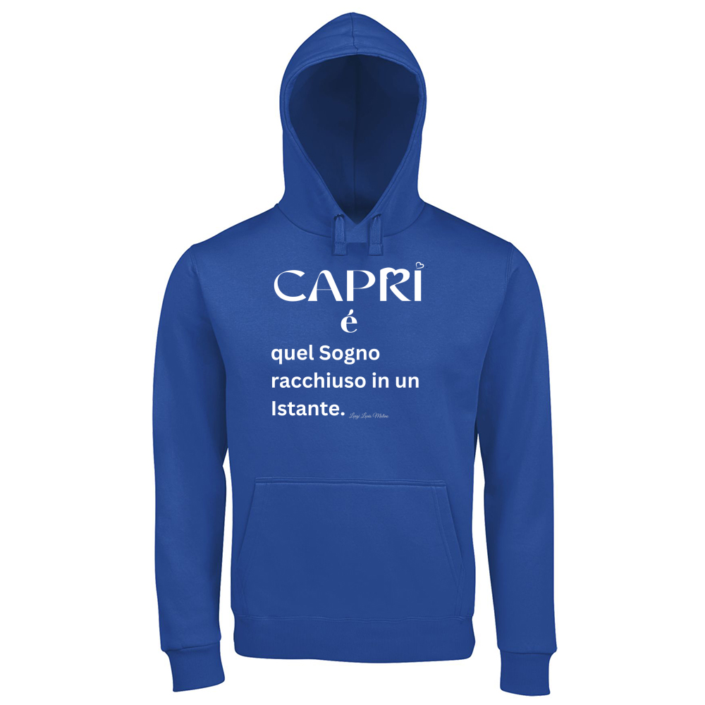 Hoodie Premium Men Capri Sogno racchiuso in un istante scritta bianca
