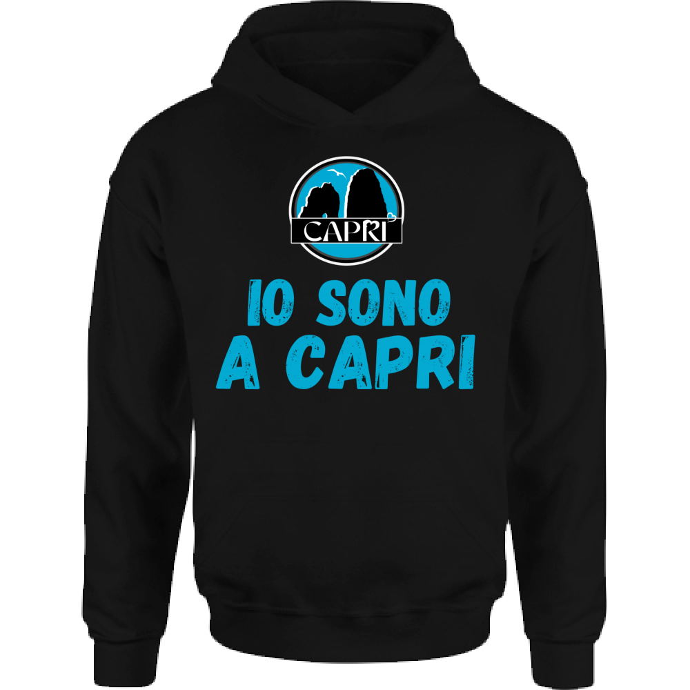 Felpa Bambino con Cappuccio IO SONO A CAPRI SCRITTA AZZURRA