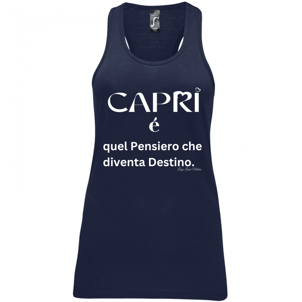 Canotta Donna Capri quel Pensiero che diventa Destino scritta bi