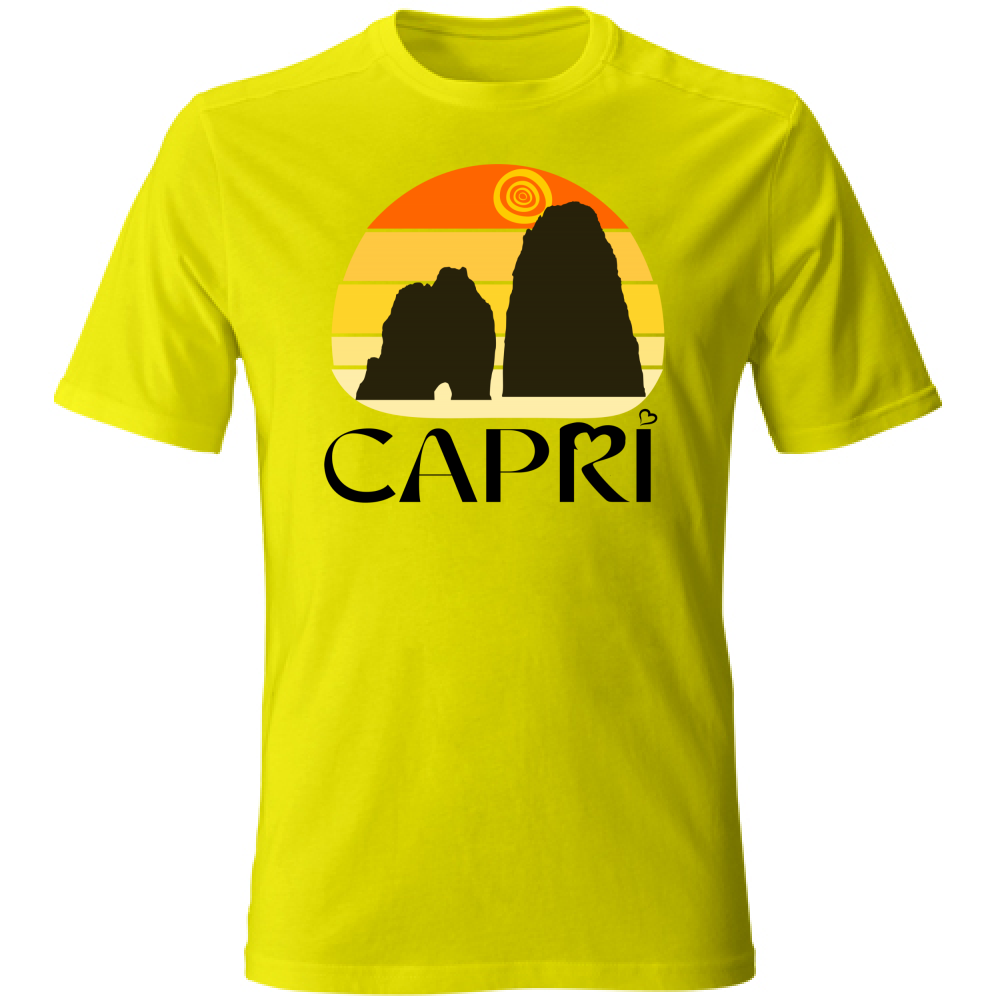 T-Shirt Unisex CAPRI TRAMONTO VINTAGE SCRITTA NERA