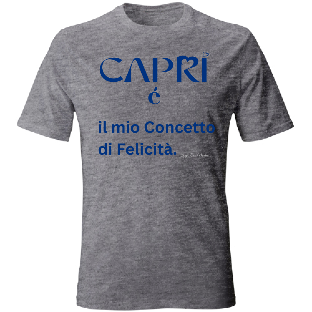 T-Shirt Bambino Capri é il mio concetto di Felicità scritta Blue