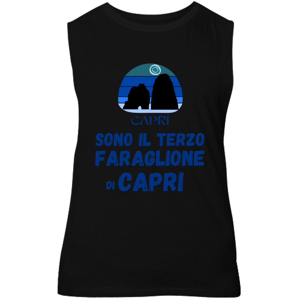 Canotta Unisex SONO IL TERZO FARAGLIONE DI CAPRI SCRITTA BLU