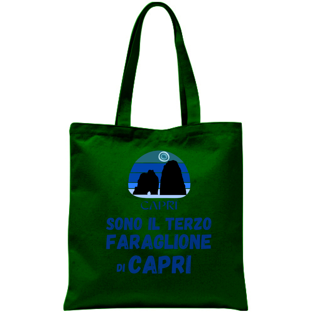 Bag I AM THE THIRD FARAGLIONE OF CAPRI BLUE WRITING