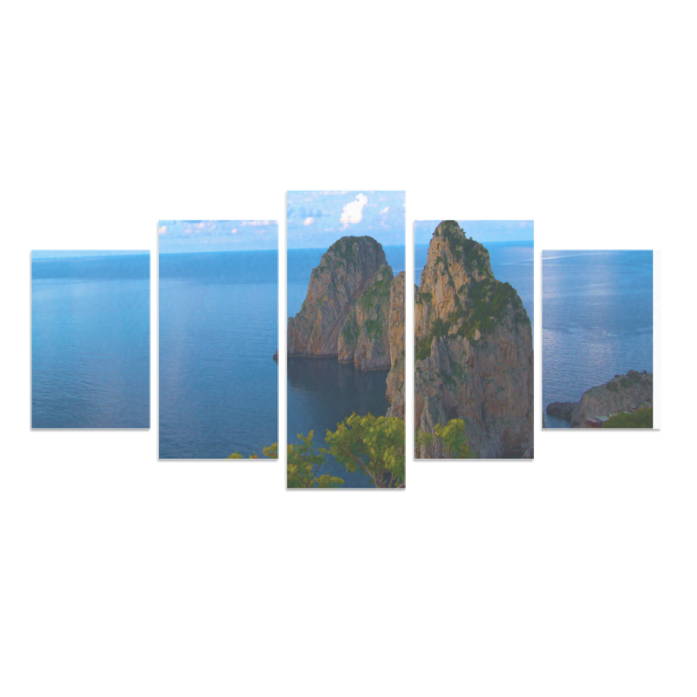 Canvas 5 Pannelli Medium Telaio Capri Blu Incanto